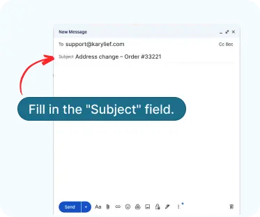 Screenshot showing subject line field